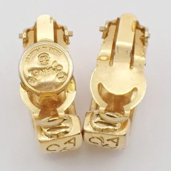 CHANEL CC Logo Earrings Clip-On GHW France 83RF992 - Picture 4 of 14